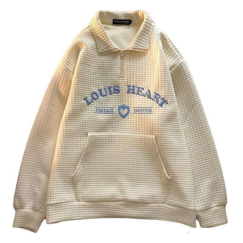 New Style Women's Polo Collar Sweatshirt Loose Versatile Thin Design Sense Matching All Seasons Half-zip Stand-neck Pullovers Fashion Embroidery 