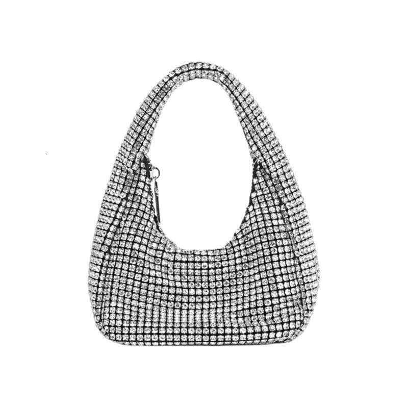 Evening Full Diamond Moon 2026 Summer New Fashion High-End Diamond-Encrusted Handheld Underarm Baguette Bag