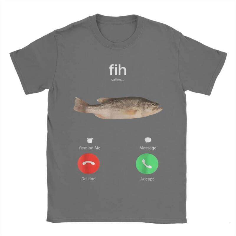 Men's T-Shirts Fih Calling Remind Me Message Decline Accept Phone Call Fish Awesome Cotton Tees Short Sleeve T Shirts Clothing X260209