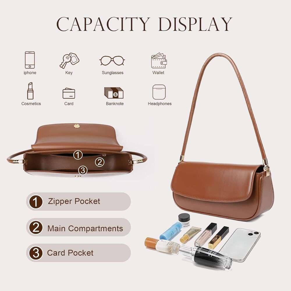 Leather Shoulder Bags For Women Mini Cute Everyday Purses Trendy Women S Hobo Handbags With Magnetic Closure