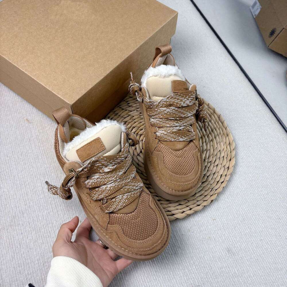 snow warm winter style, slip-on leather Mel low-cut short boots, lace-up genuine leather, thick-soled cotton boots 4345018