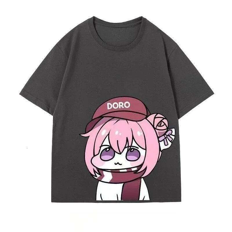 Doro Dorothy Pink Hair Dog Victory Goddess Surrounding Short Sleeve Men and Women Anime Summer Cute T-shirt Breathable Top X260209