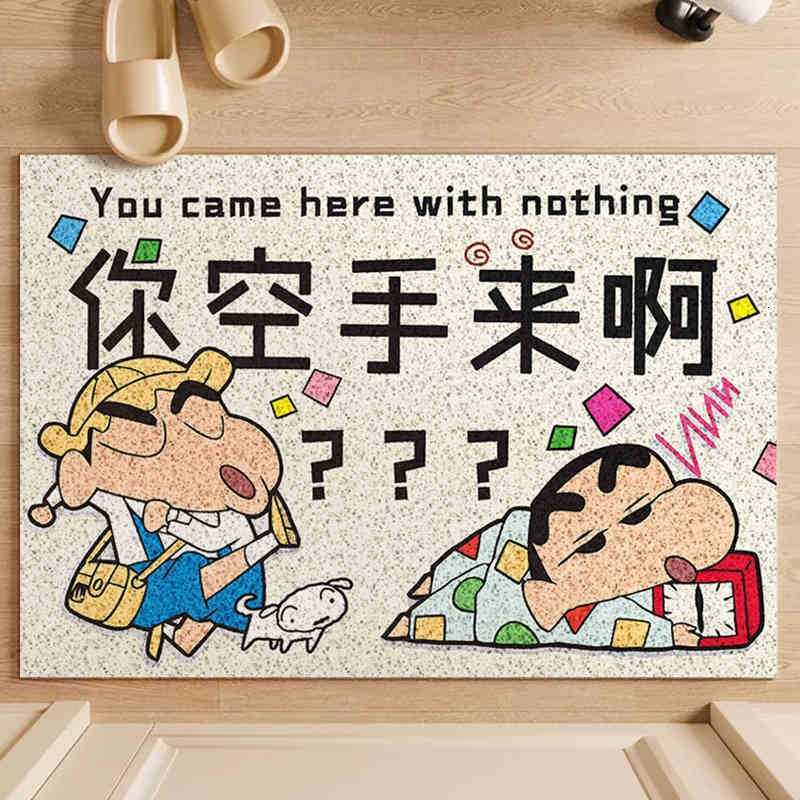 Cartoon Crayon Shin-chan silk loop floor mat for entrance door dirt-scraping foot mat PVC cuttable carpet S260207