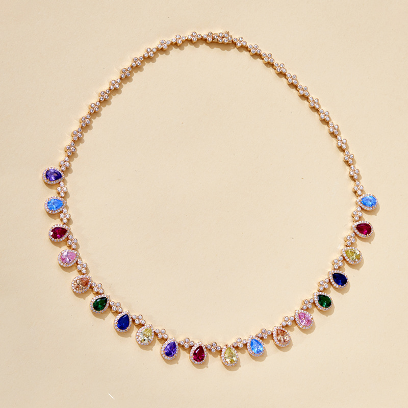 Necklace Colorful Necklace, Gold-Plated Necklace, Original Design, Luxurious Exquisite Necklace Women's Evening Clavicle Chain