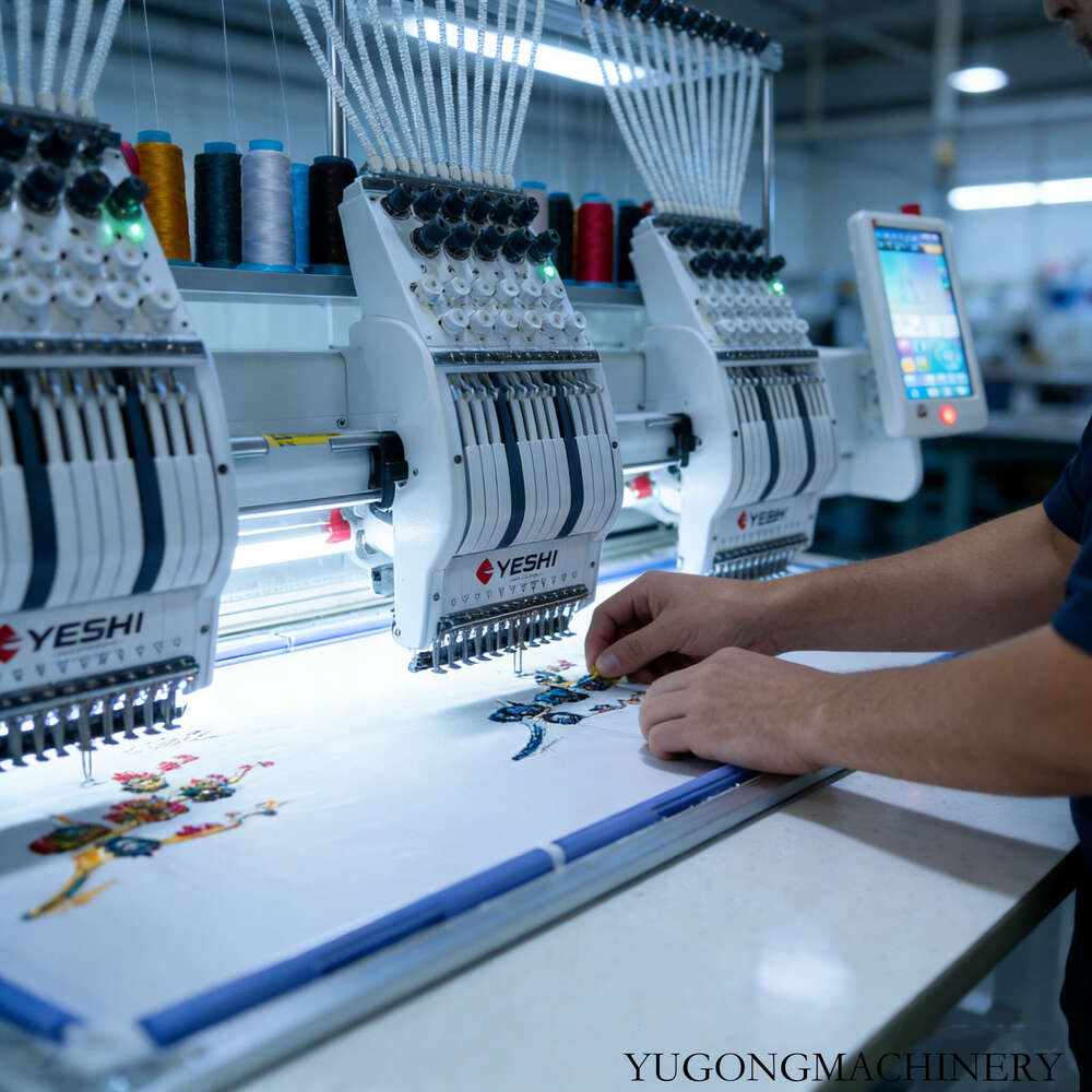 Industrial 2 Head Embroidery Machine for Leather Goods and Bags 12 Needles Heavy Duty Construction for Continuous Commercial Operation
