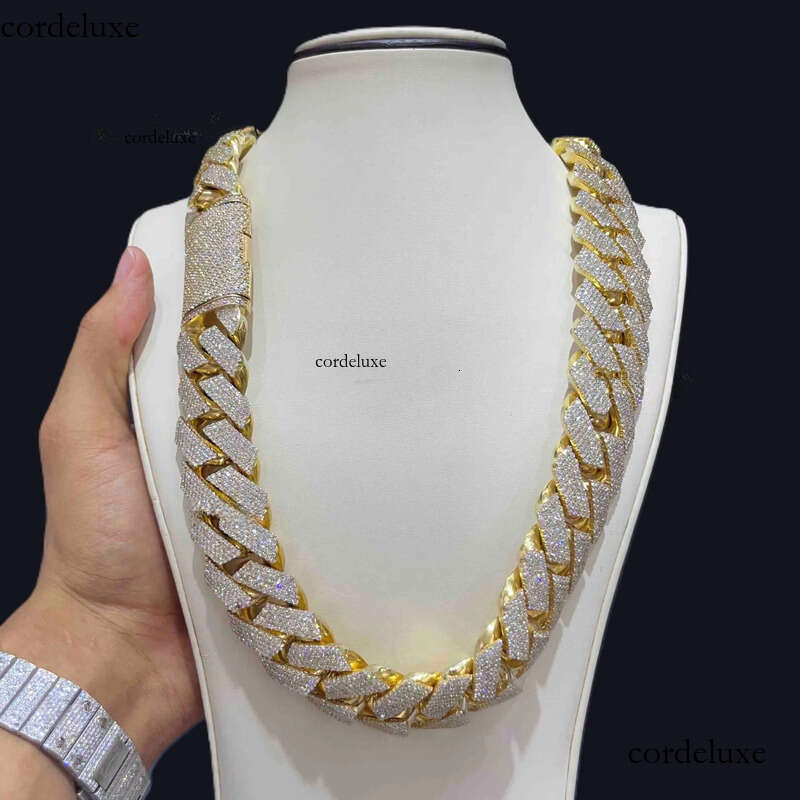 Custom 550 grams Sier Cuban Link Chain Big Rappers Hip Hop Style with Moissanite Dias Yellow Gold Material for Gift 79