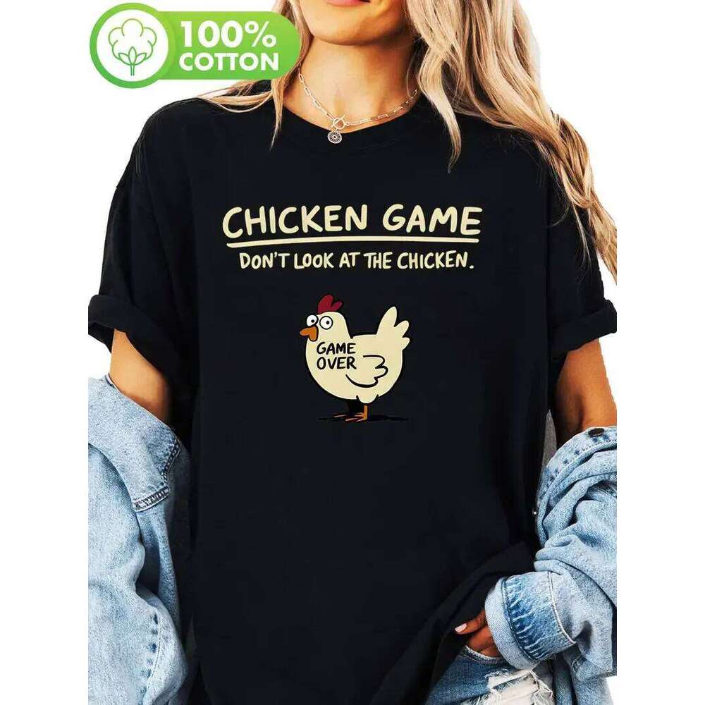 Cotton 100% European and American Duck-printed Fashionable Round-neck Short-sleeved T-shirt Women's Top Graphic T Shirts X260209