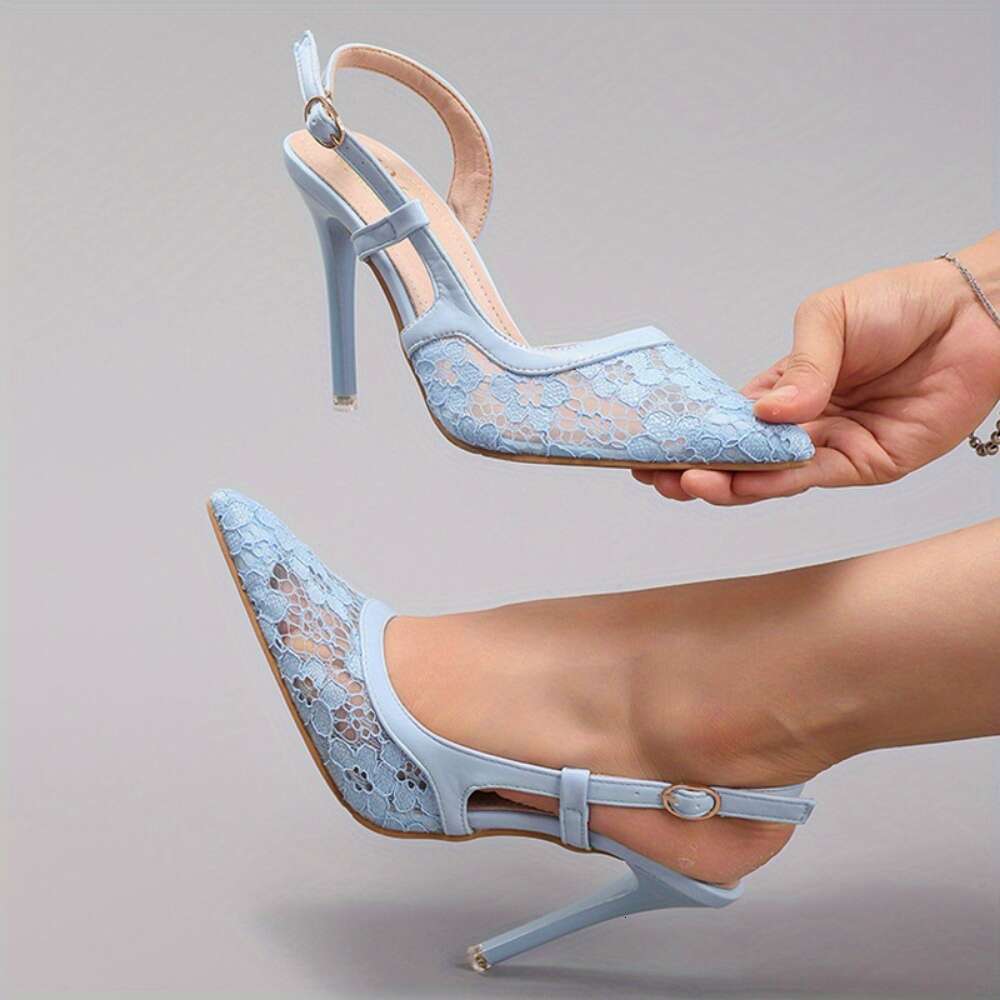 Lace Trimmed High Heels Women Elegant Sexy Pointed Toe Sandals For Summer Banquets Parties And Weddings Women Shoes MOJIDASHU