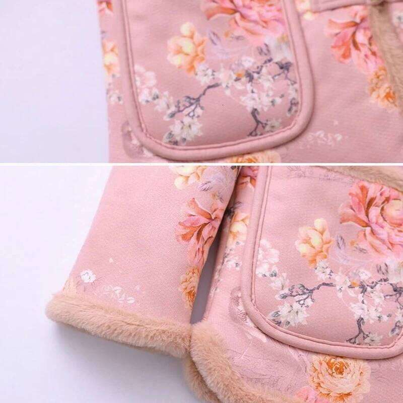 Mardi Hefxessdr New Chinese Style Cotton Coat Women Winter Floral Print Buckle Warm Fleece Lined Thick Tang Suit Jacket Vintage Qipao Outwear