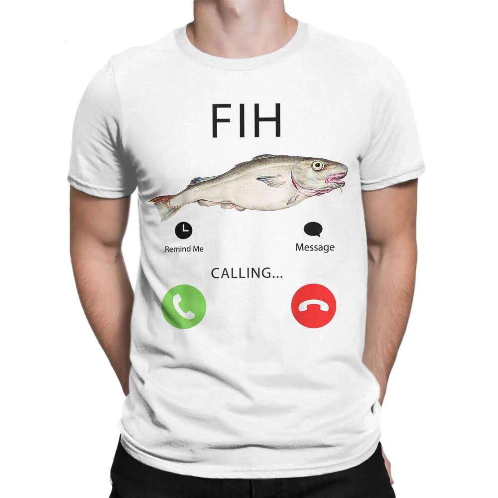 Calling Funny Misspelled Fish Meme Message Fih T-Shirts for Men 100% Cotton Tees O Neck Short Sleeve T Shirts Clothing X260209