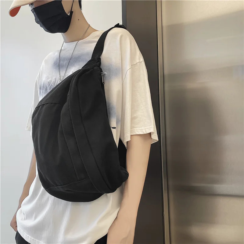 Fashion Trend Waist Bags Unisex Canvas Chest packs Phone Pack Street Hip hop Belt Bags Large capacity Ladies Crossbody Chest Bag 260130