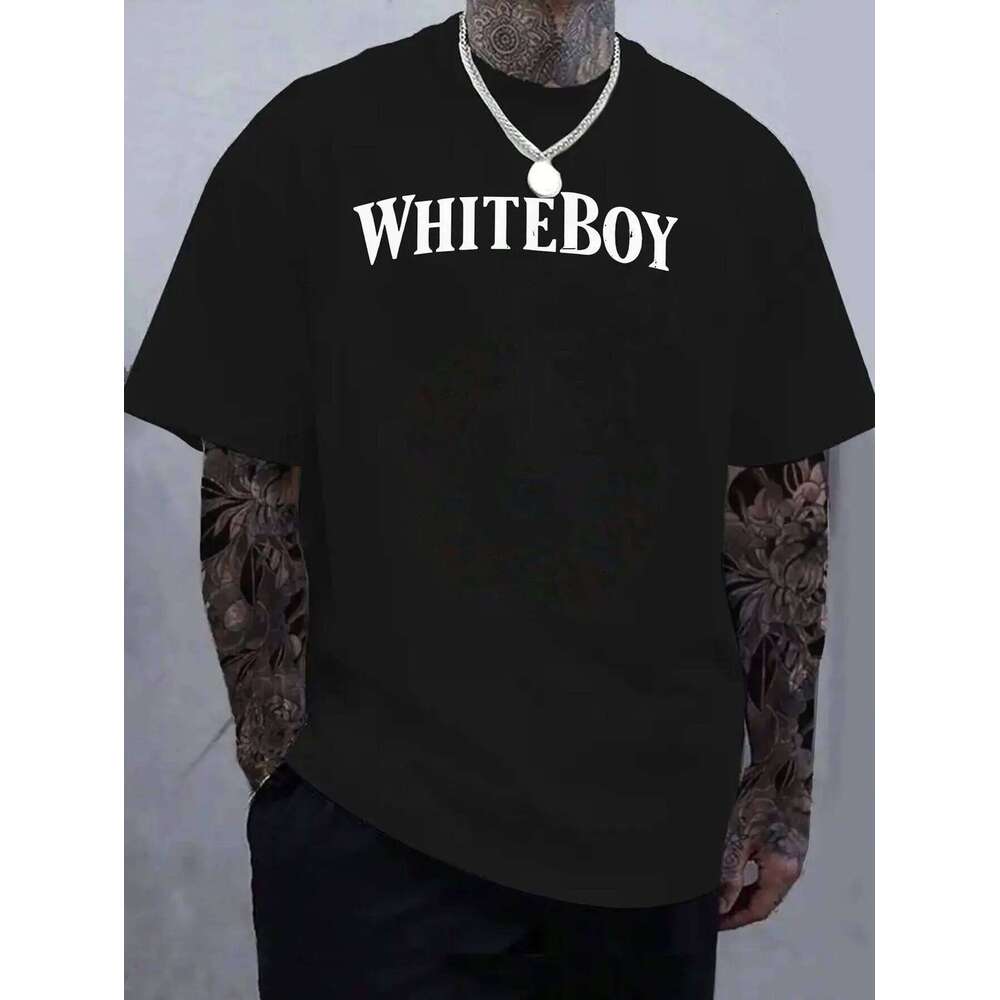 Whiteboy Men's Heavyweight 100% Cotton T-Shirt Soft Everyday Short Sleeve Simple Casual Top Suitable for Daily and Formal Occasions Easy Care Cre