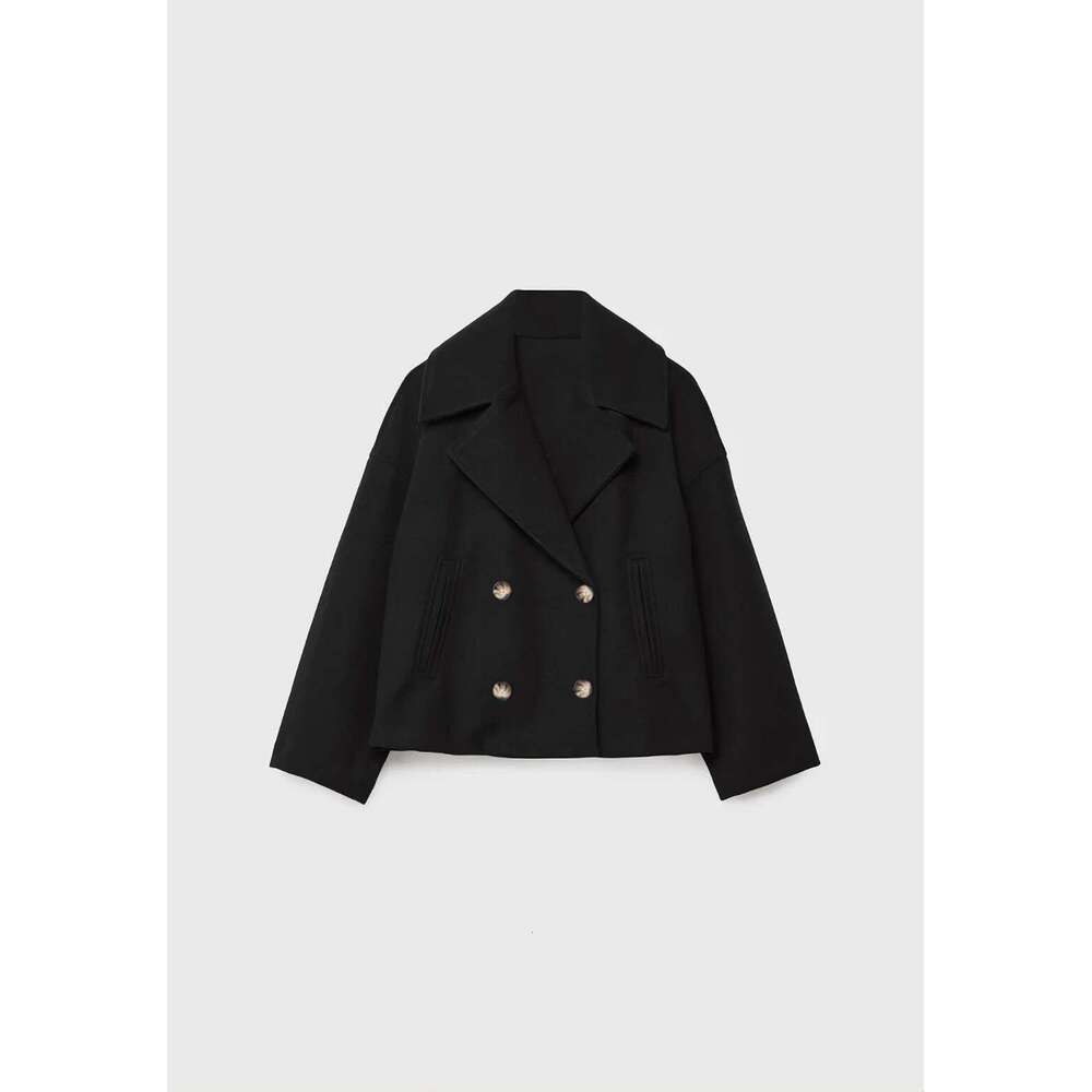 New autumn coat, European and American style, fashionable, simple, versatile, double-breasted women's woolen coat