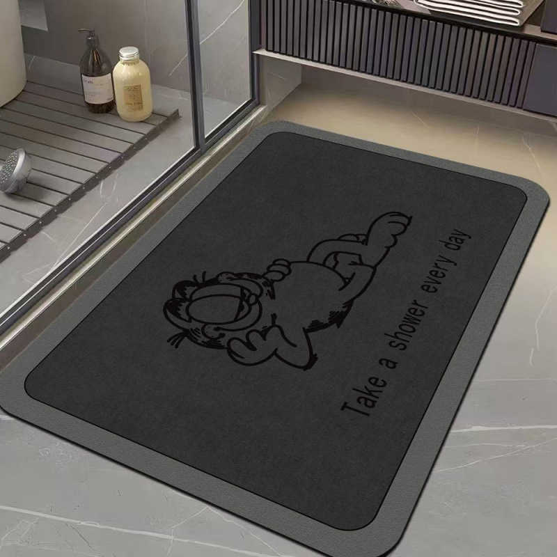 Bathroom floor mat gray door mat water-absorbent non-slip quick-drying dirt-resistant mat for bathroom entrance home use soft diatomite mat S260207