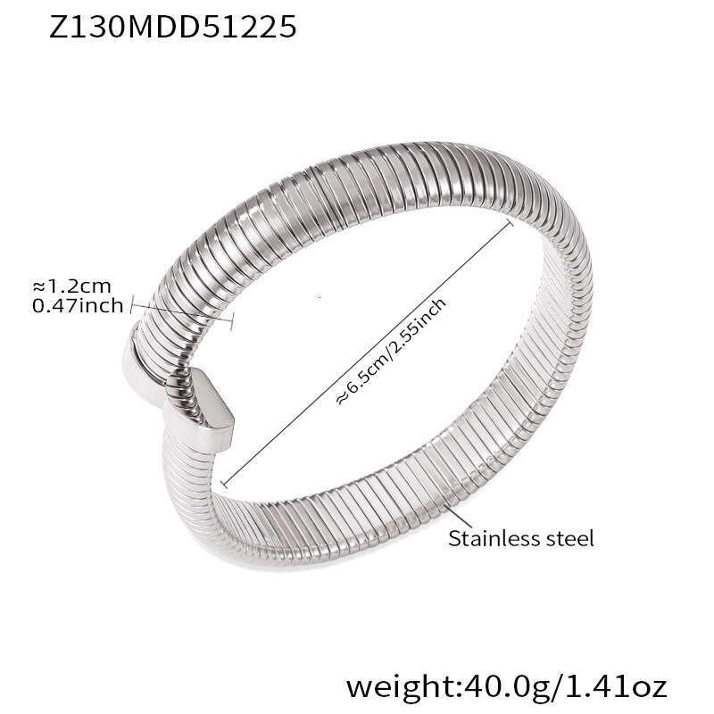 Stainless steel snake-shaped zircon open plated with 18k gold, ins geometric heavy-duty design, unisex personalized light luxury bracelet