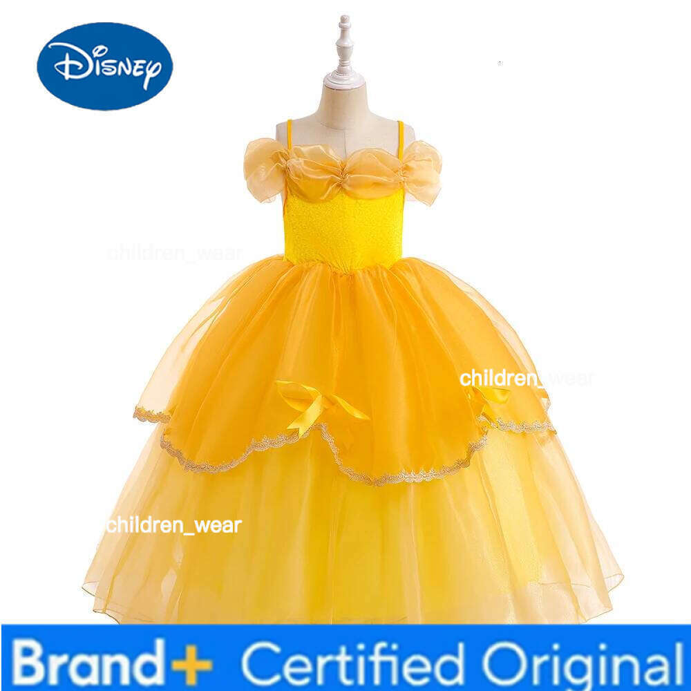 Disney Cosplay Belle Princess Dress for Girls Halloween Costume Rapunzel Beauty and the Beast Carnival Bow Birthday Party Kids Costumes H260209 - view 5