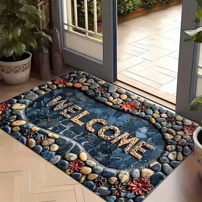 Entrance Carpet Pink Rose Welcome Home Mat Non-Slip Soft Floor Mat Indoor Outdoor Doormat Kitchen Floor Home Mats Foot Mat S260207