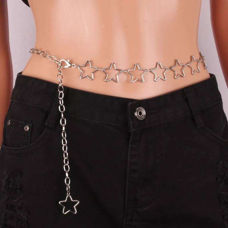 European and American Women's Hollow Star Decorative Body Simple Versatile Fashion Waist Chain for Jeans X260209