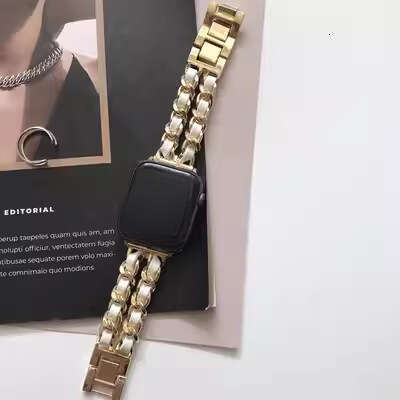 Chunky Double Row Metal Chain Band Bold Fashion Black Sliver Strap for Apple Watch Series 4-10 Ultra SE