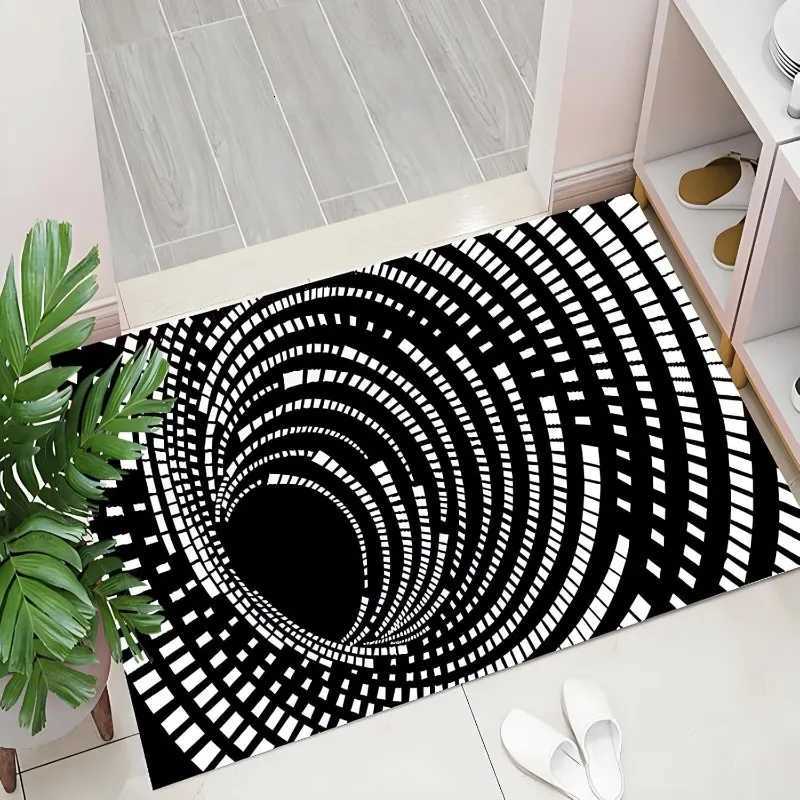 3D Optical Illusions Radial Stripe Doormat Funny Geometry Spiral Entrance Rug Soft Non-slip Home Decor Carpet for Living Room S260207