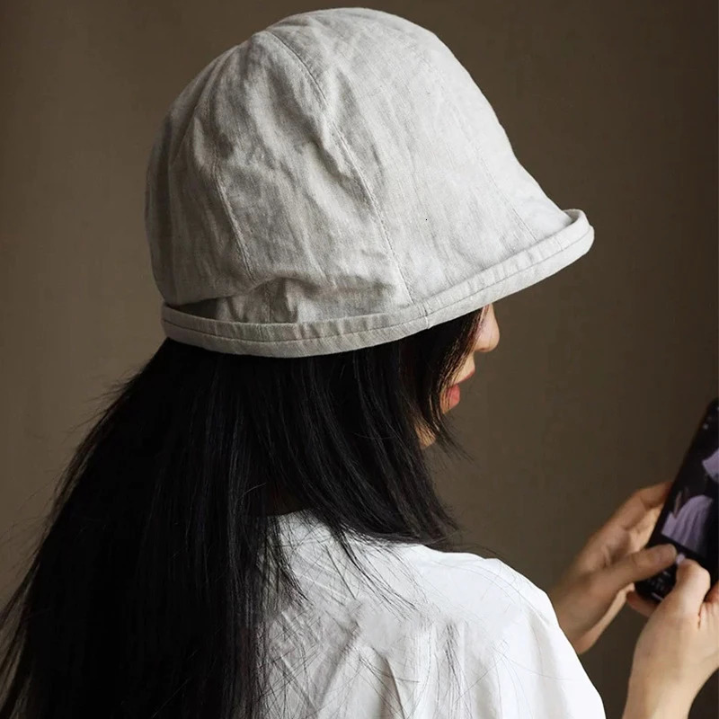 Linen Curled Edge Sun Hats For Women Foldable Bucket Hat Summer Visors Caps Female Panama Bob Outdoor Beach Fisherman Caps Gorro 260208