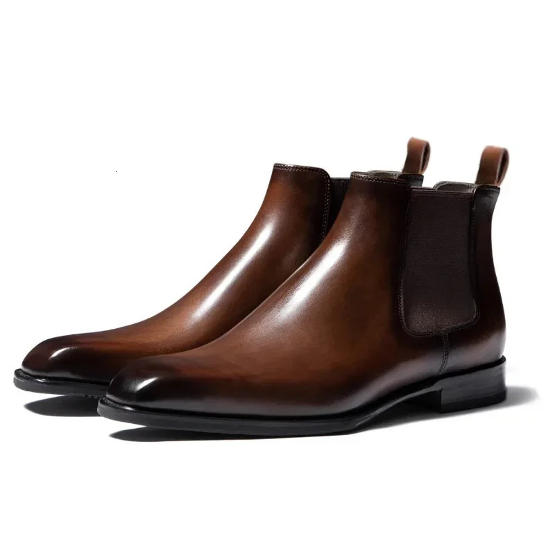 Chelsea Boots Men Shoes PU Brown Fashion Versatile Business Casual British Style Street Party Wear Classic Ankle 3848 260208