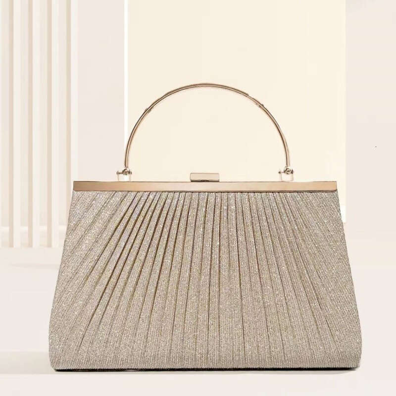 New Simple Fashion Pleated Handbag Shiny Evening Phone Women S Banquet Cheongsam Dress Bag