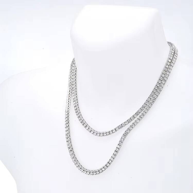 YuyingGems Tennis Chain Necklace Brass Material 3mm Width Moissanite Diamond Cubic Moissanite VVSia Tennis Chains