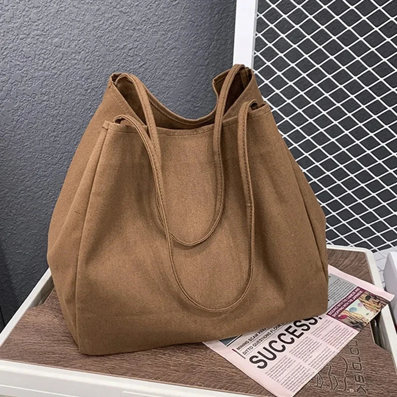 Casual Large Capacity Canvas Shopper High Quality Eco Reusable Grocery Handbag For Women Travel Shoulder Bags Daily Pouch 260120
