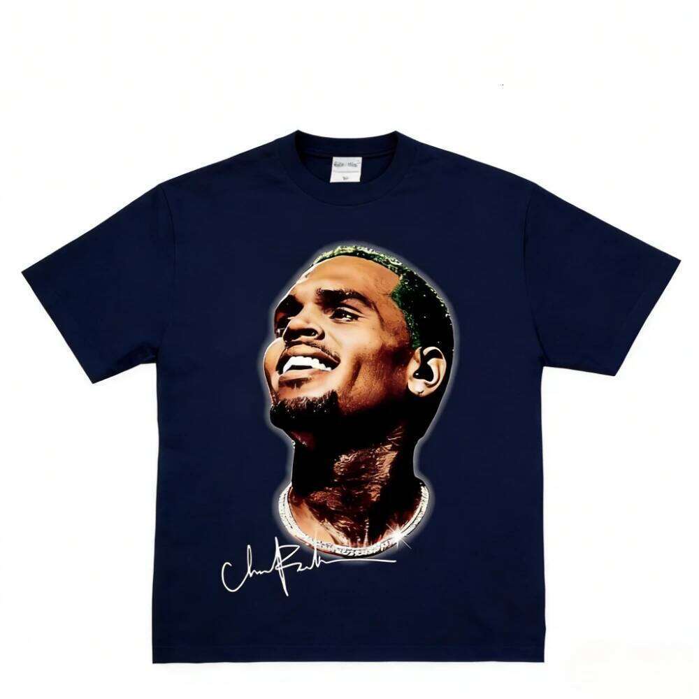 Chris Brown Green Hair Graphic T-Shirt Cotton Trendy R&B Style Unisex Crew Neck Streetwear spring Summer Casual Tees X260209