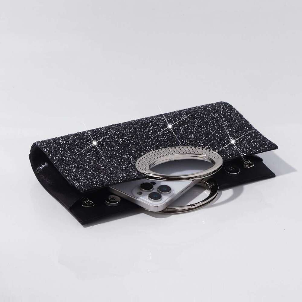 Hot-Selling Evening Bag European And American Retro Large Round Ring Handbag High-End Textured Sequin Fashion Trend Clutch
