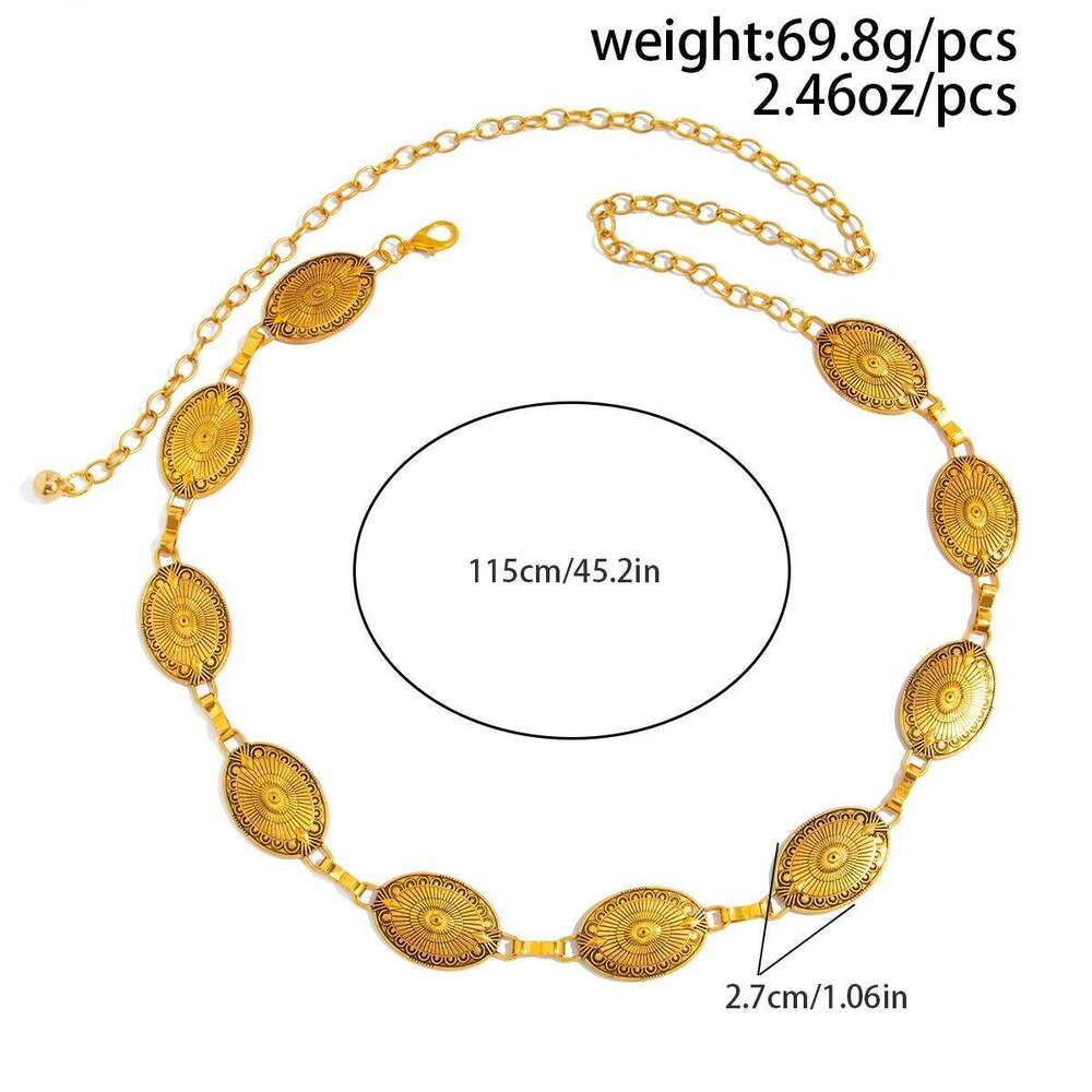 Ingemark Ethnic Gypsy Carving Coin Waist Belly Chain for Women Summer Bikinis Goth Adjustable Dress Jeans Belt Body Jewelry New X260209