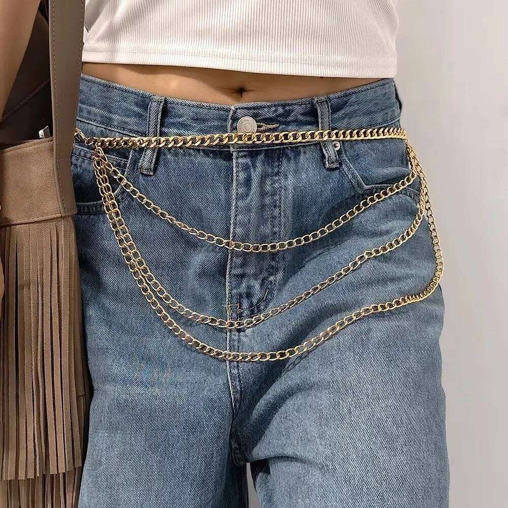 Trendy Vintage Women's Multi layer Punk Tassle Waist Chain Gold Silver Metal Dress Girdle for Women X260209