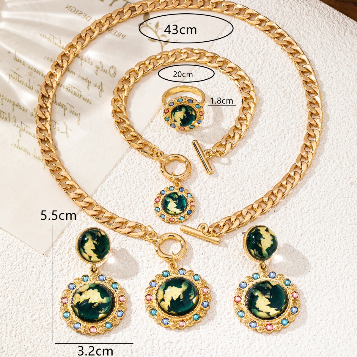 Exquisite French Fashion Style High-End Original Inlaid Colorful Acrylic Jewelry Set Suitable For Party Outfit Matching