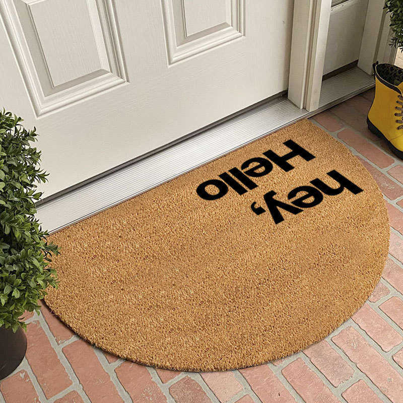Semi-circular crystal velvet entrance doormat non-slip dustproof and dirt-resistant S260207