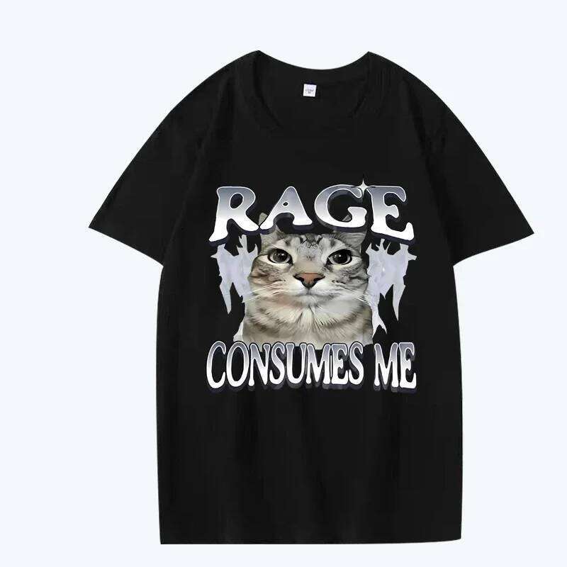 Rage Eats Me Cat T-shirt Women's Short Sleeve Street Print Unisex Tops Graphic T Shirts Summer Streetwear Women Clothing X260209