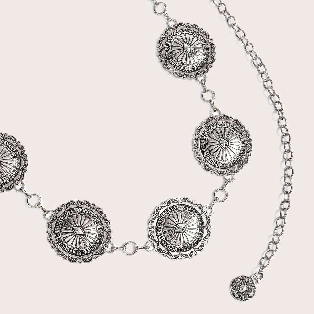 1 Piece Vintage Metal Women's Waist Chain Fashion Versatile Trendy Dress Belt Accessory X260209