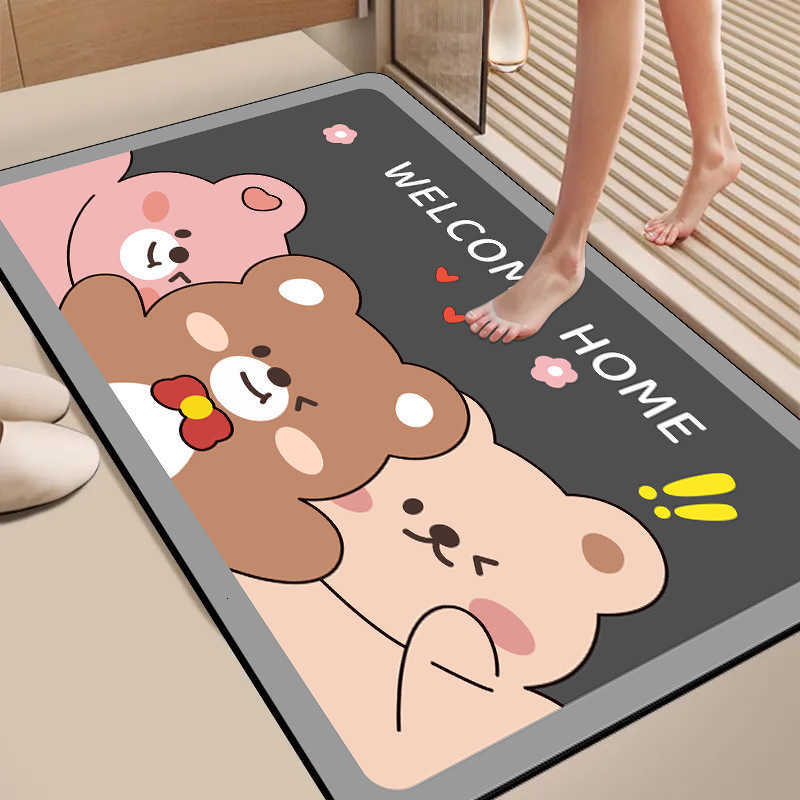 Diatomaceous Earth Cartoon Cute Absorbent Mat Bathroom Mat Non-Slip Quick-Dry Door Mat Washroom Foot Mat S260207