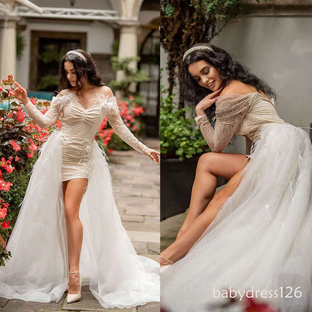 Gorgeous Dresses Detachable Appliques wers Sequins or-Length Bride Wedding Dress Vestido de novia Custom Made
