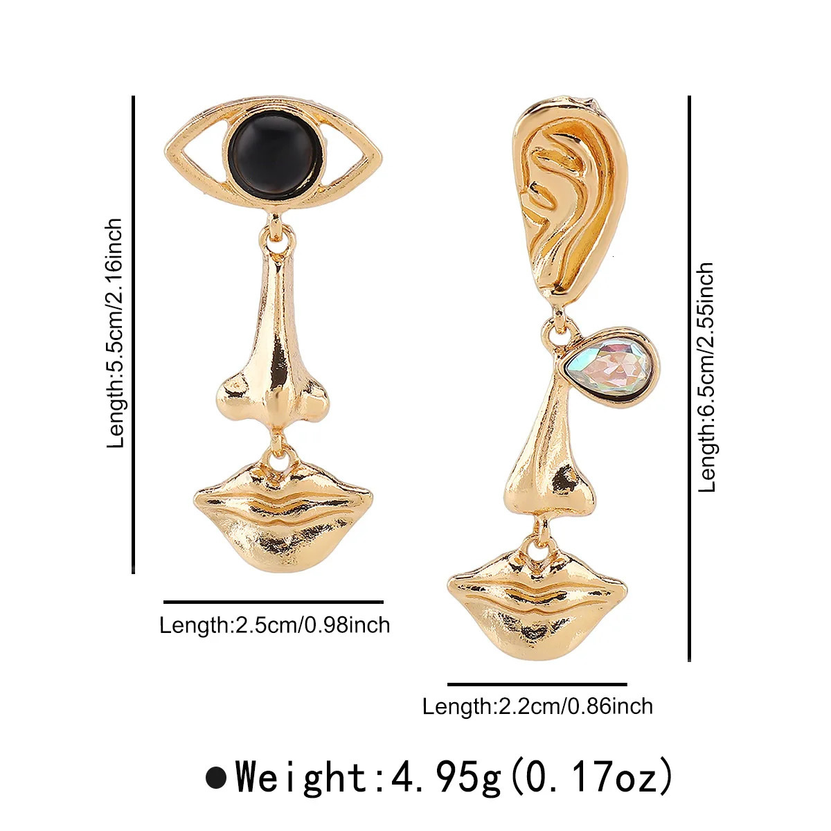 Medieval Vintage Eye Mouth Asymmetric Earrings For Women Trendy Personalized Beauty Facial Features Long Dangle Earrings Jewelry 260120