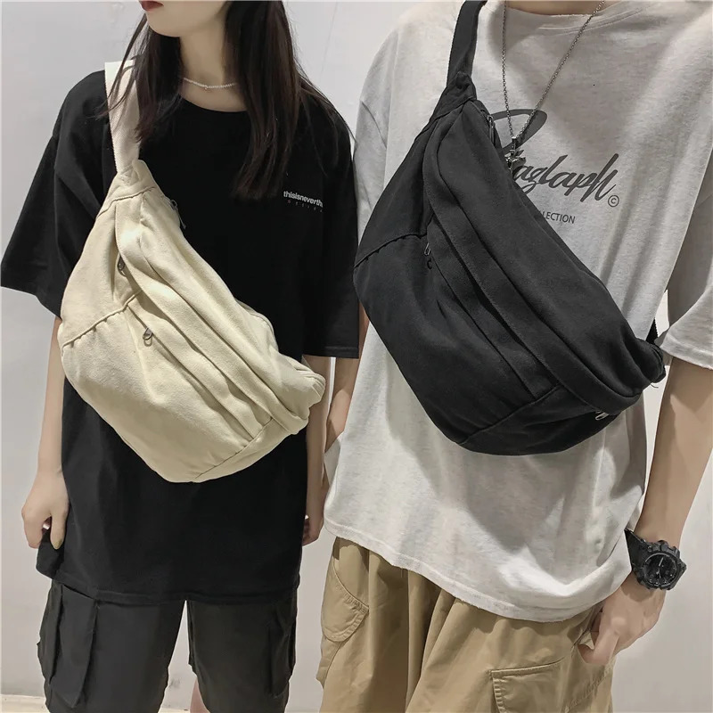 Fashion Trend Waist Bags Unisex Canvas Chest packs Phone Pack Street Hip hop Belt Bags Large capacity Ladies Crossbody Chest Bag 260130