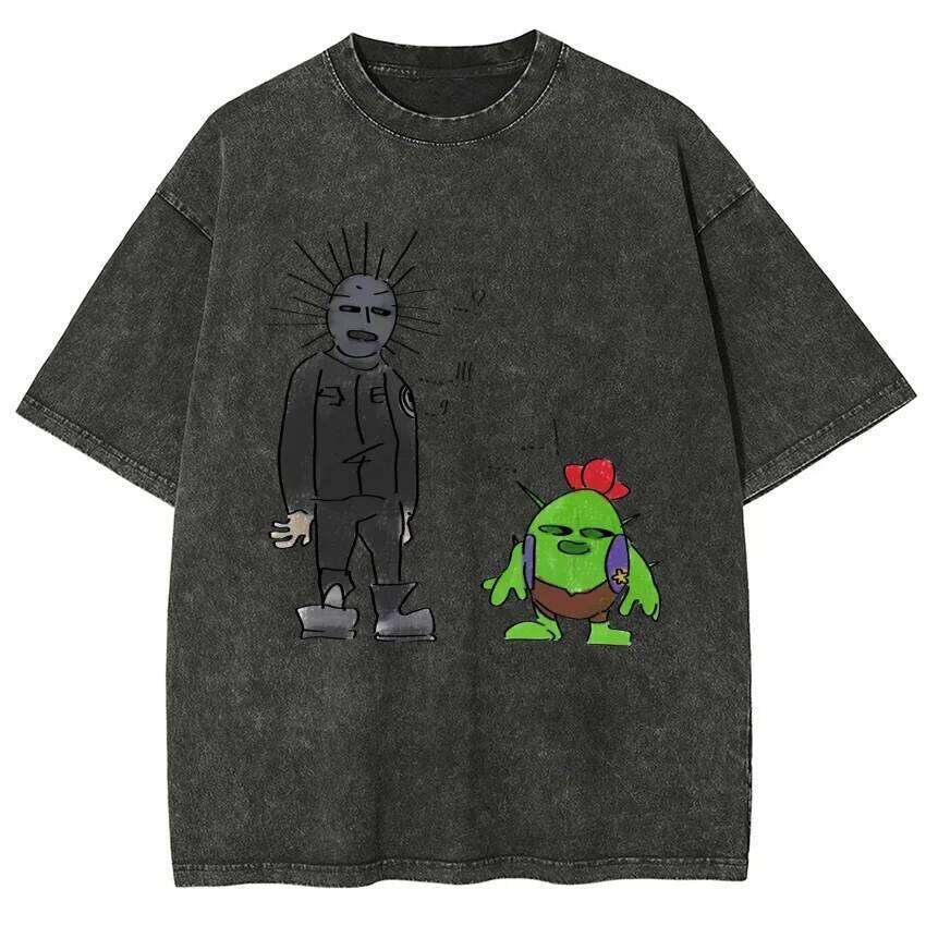 Men's and women's street hip-hop retro punk Harajuku casual water-wash distressed T-shirt X260209