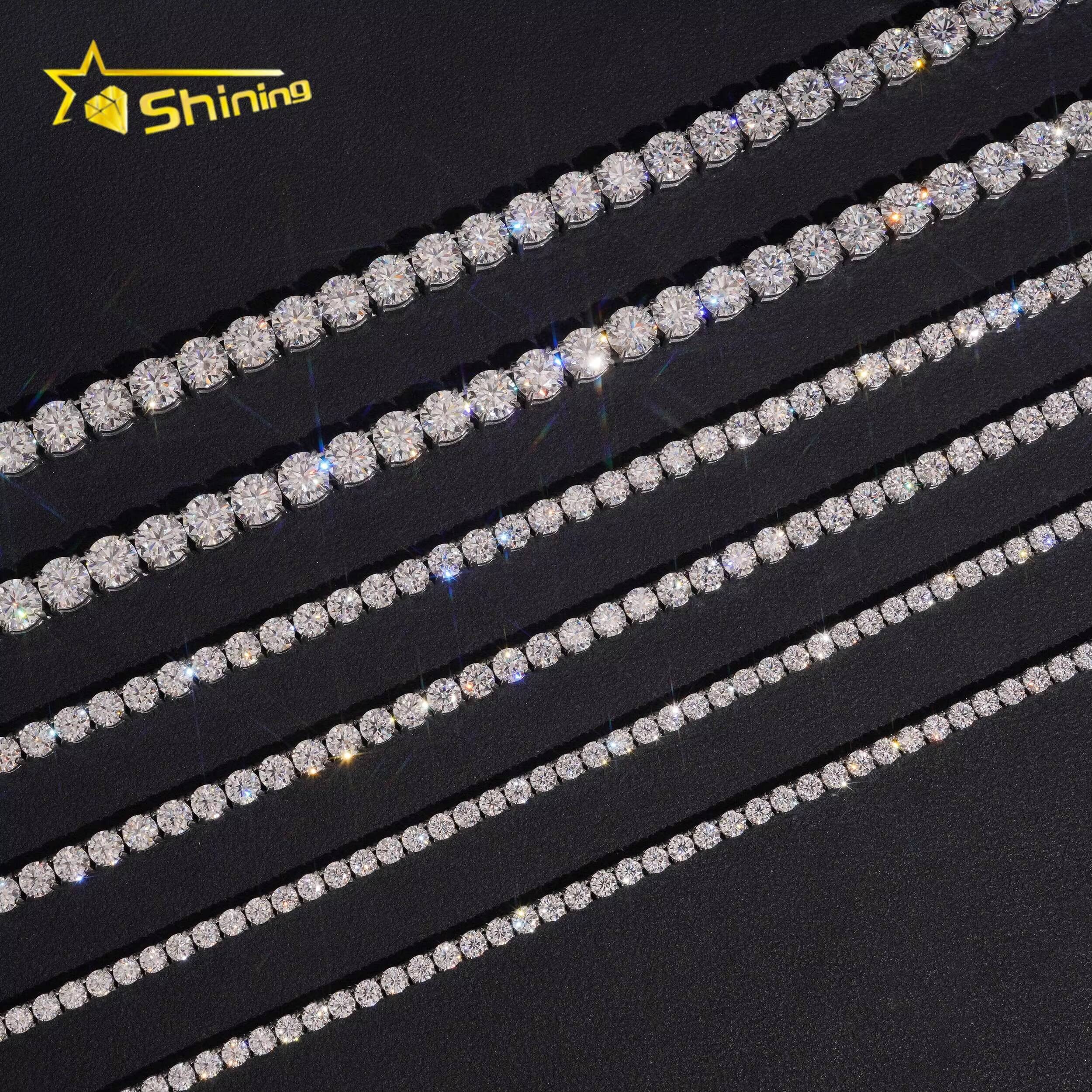 Hip Hop Necklace Moissanite Jewelry Pass Diamond Test VVS Moissanite Tennis Necklace
