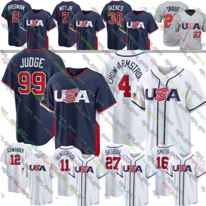 2026 WBC World Baseball Classic Jersey Aaron Judge Bobby Witt Jr. Henderson Crow-Armstrong Harper Corbin Carroll Skenes Raleigh Schwarber Bregman McLean Skubal