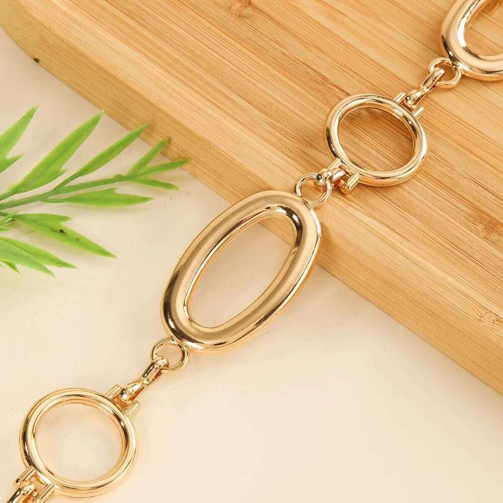 European and American Fashion Metal Geometric Round Patchwork Waist Chain Personalized Versatile Belt Accessory X260209
