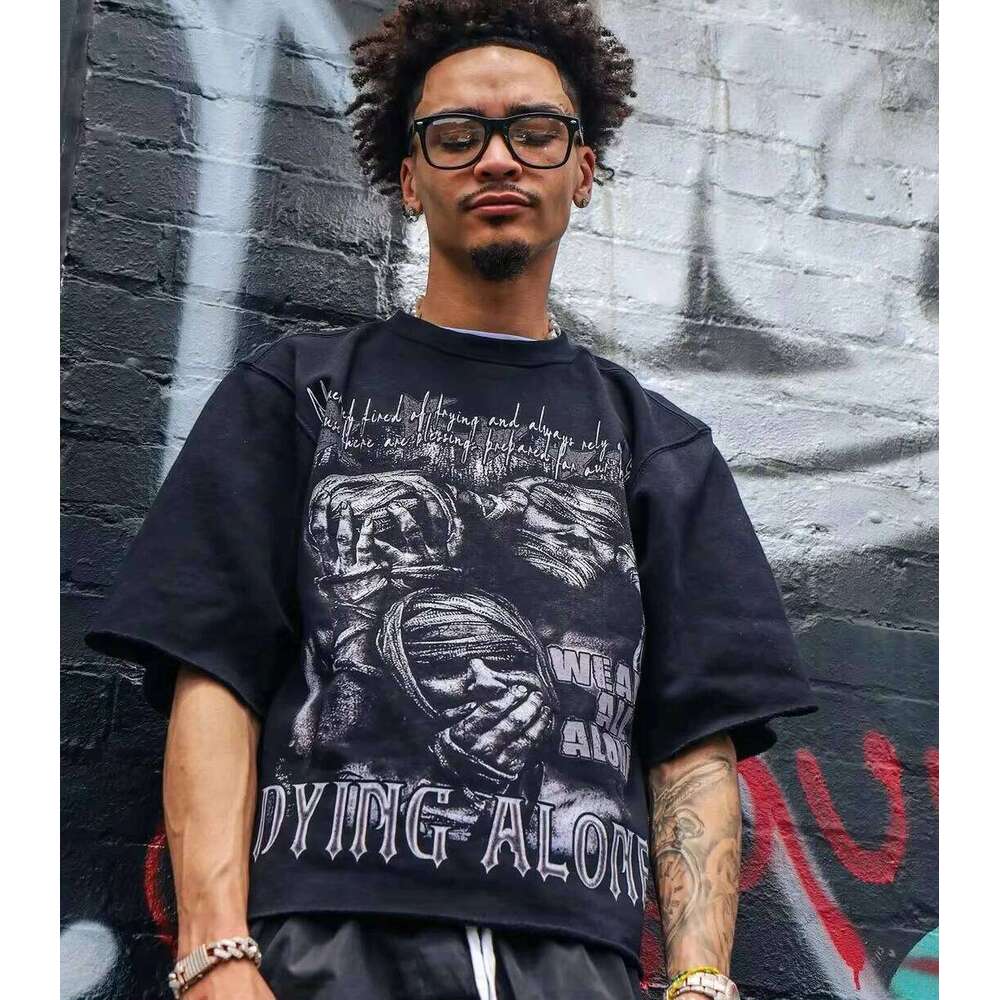Harajuku vintage couples hiphop fashion streetwear high street popular t-shirt men american casual y2k tops oversized t shirt X260209