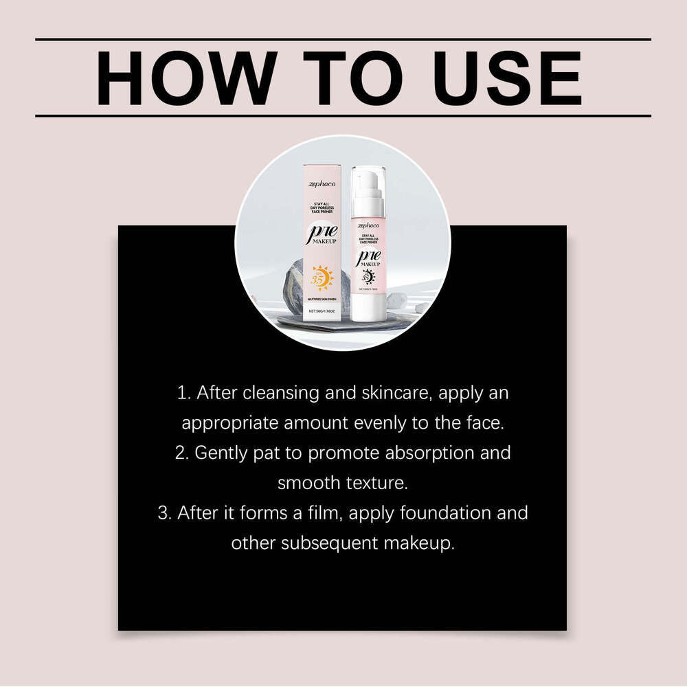 Zephoco Protective Moisturizing Primer Makeup Base Natural Fit Hydrating Suitable for Various Skin Types