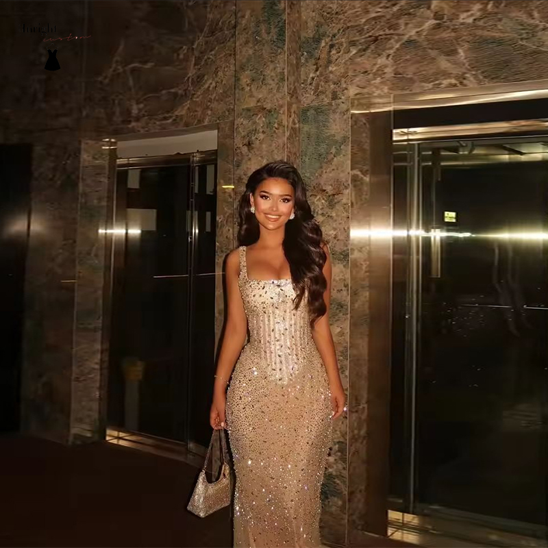 Sparkle Sequined Mermaid Prom With Spaghetti Straps Beads Women Formal Occasion Evening Gowns Red Carpet Dress vestidos de Noche BC21819F09
