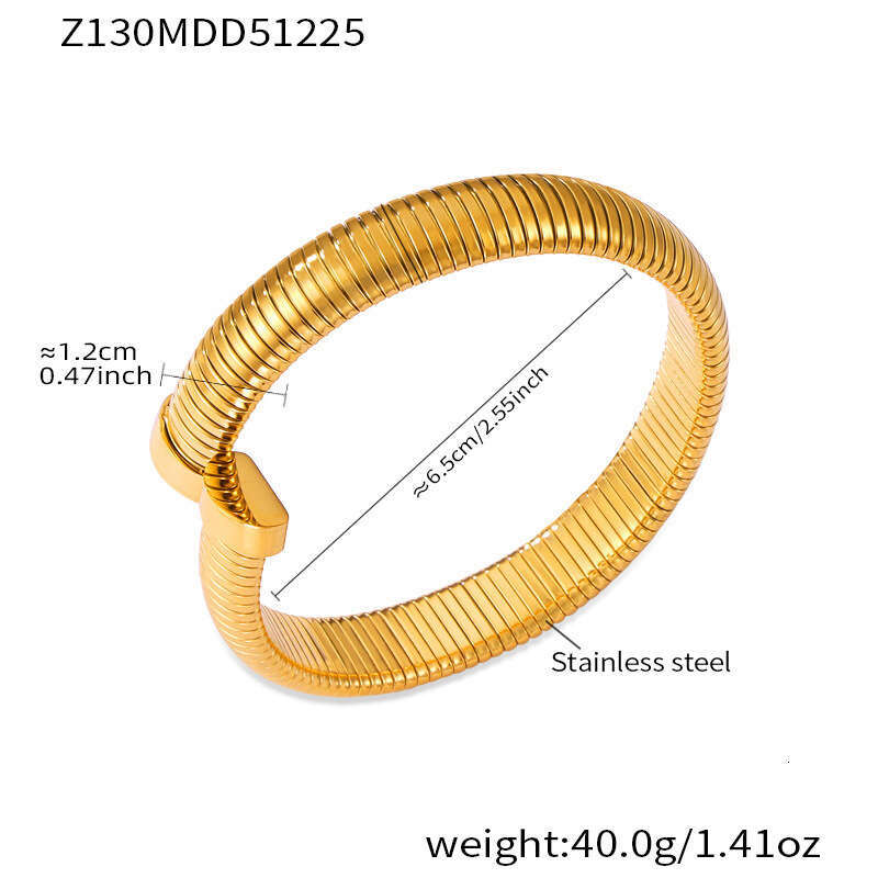 Stainless steel snake-shaped zircon open plated with 18k gold, ins geometric heavy-duty design, unisex personalized light luxury bracelet
