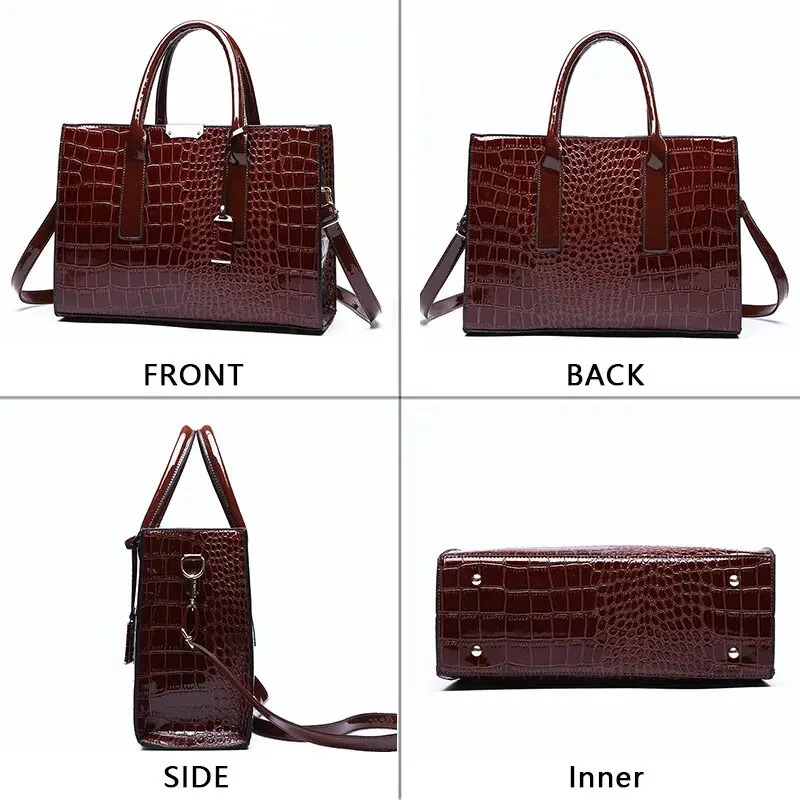 Crocodile Print Women Handbags Purse Tote Bags Adjustable Strap Top Handle Bag Large Capacity Crossbody Bags Work Travel Gift 260205